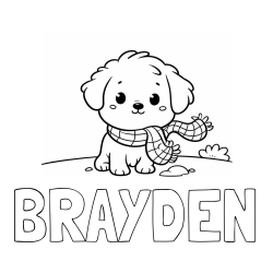 Online Created Coloring Page - BRAYDEN Coloring Page and Coloring Page of an Adorable Puppy