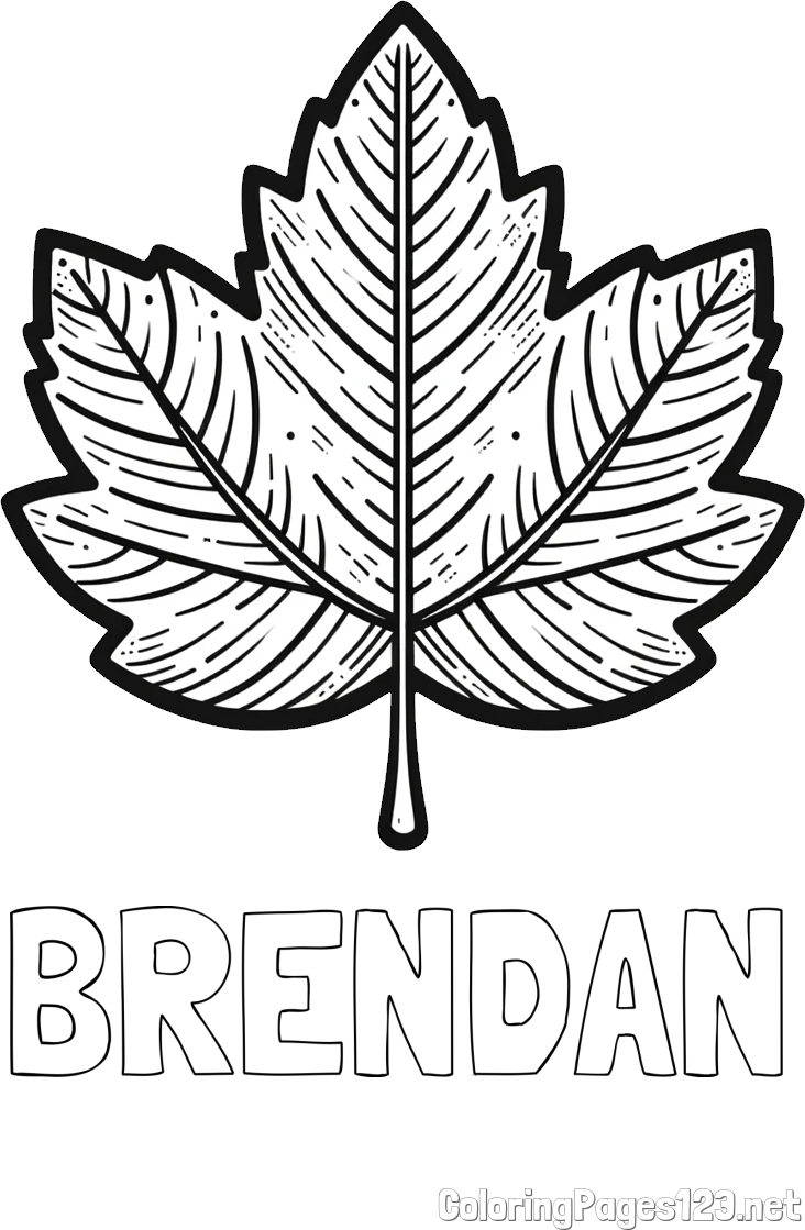 BRENDAN Coloring Page and Autumn Leaf Coloring Page
