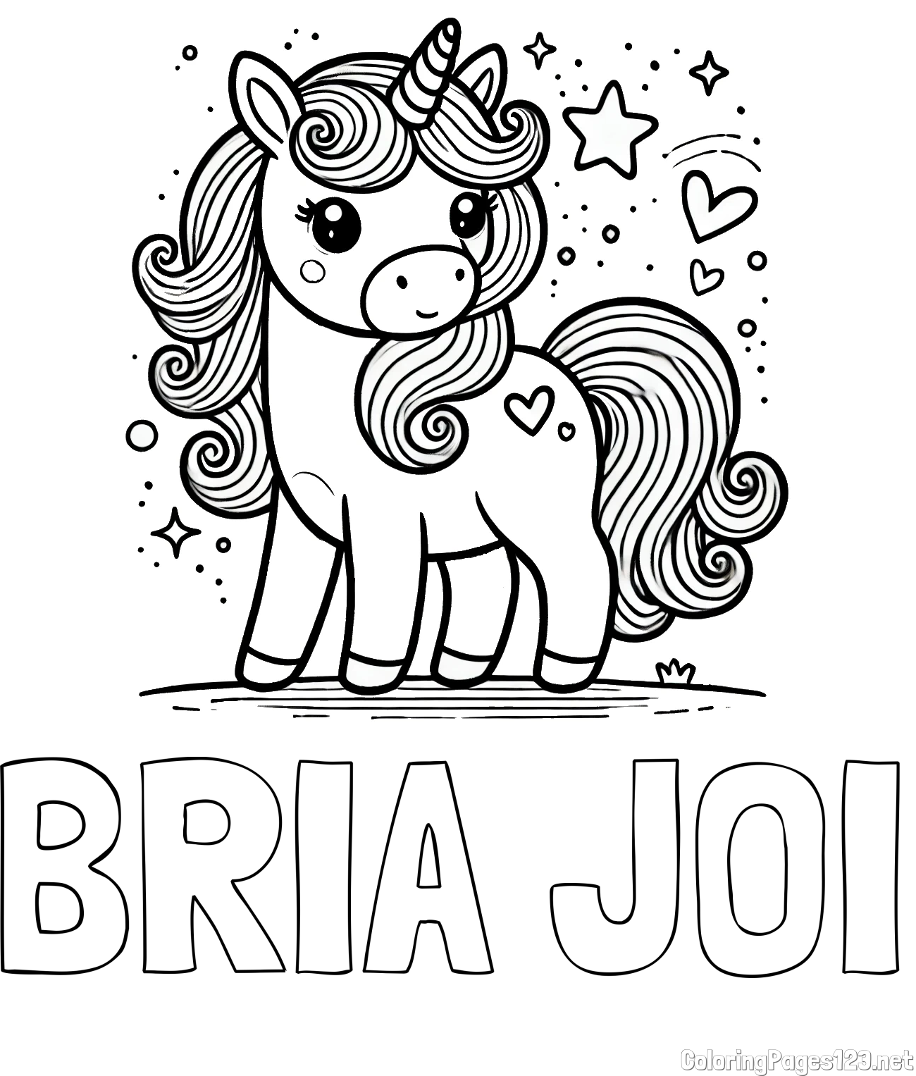 BRIA JOI Coloring Page alongside Cute Unicorn Coloring Page