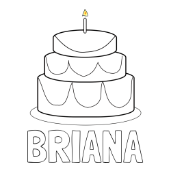 Online Created Coloring Page - BRIANA Coloring Page and Big Birthday Cake Coloring Page