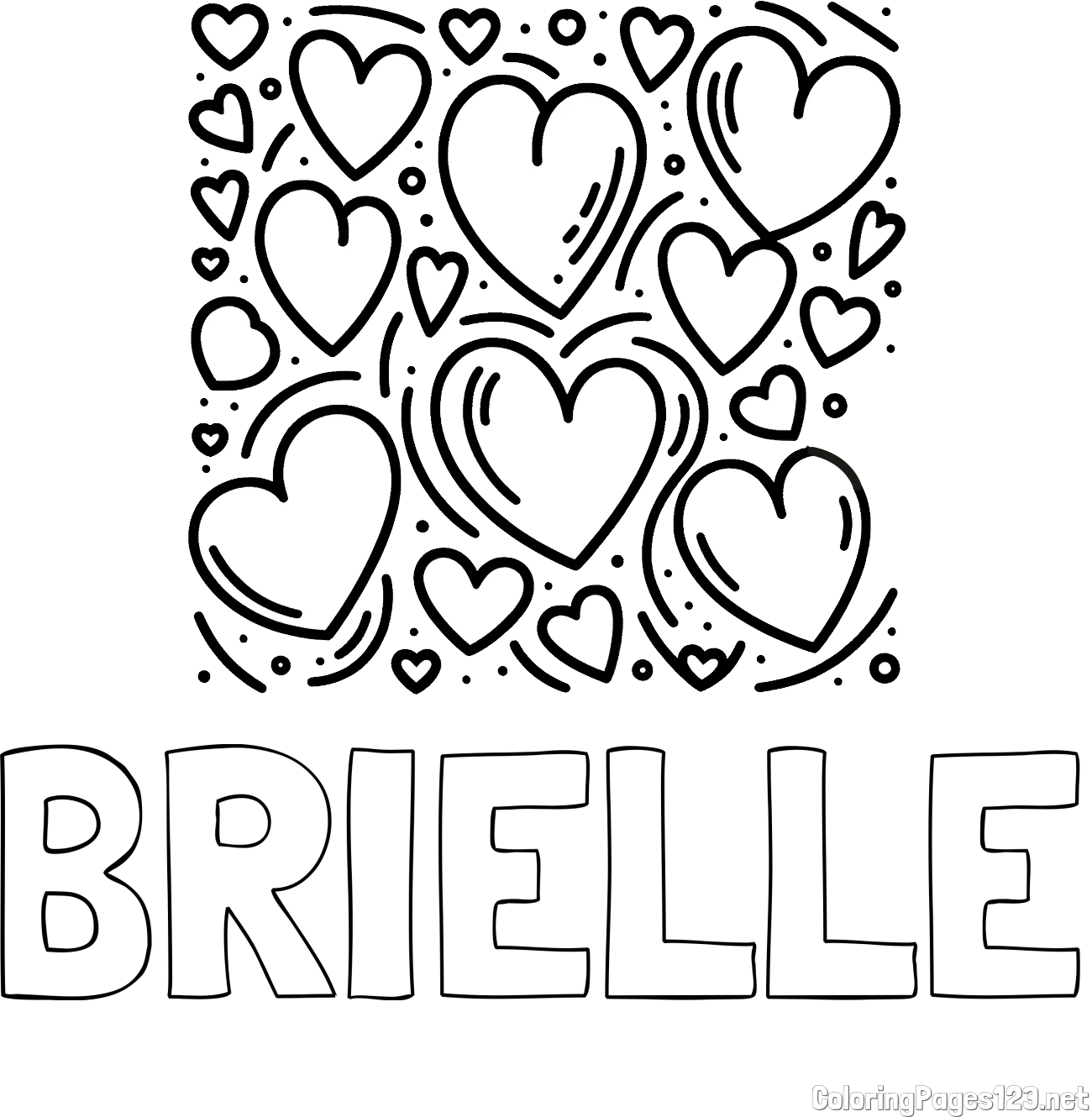 BRIELLE Coloring Page alongside Free Printable Coloring Page of Hearts