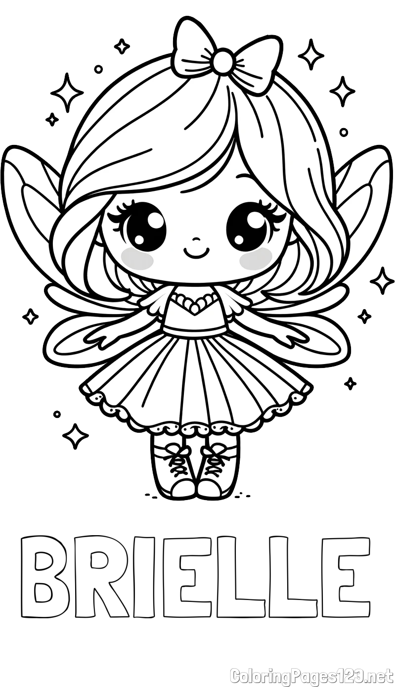 BRIELLE Coloring Page and Coloring Page of a Magical Fairy with a Cute Face