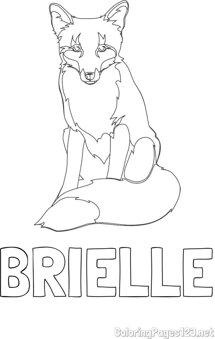 BRIELLE Coloring Page and Realistically Depicted Fox Coloring Page