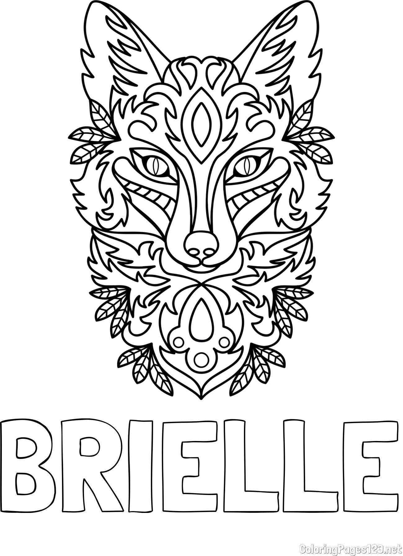 BRIELLE Coloring Page and Wolf Mandala Coloring Page