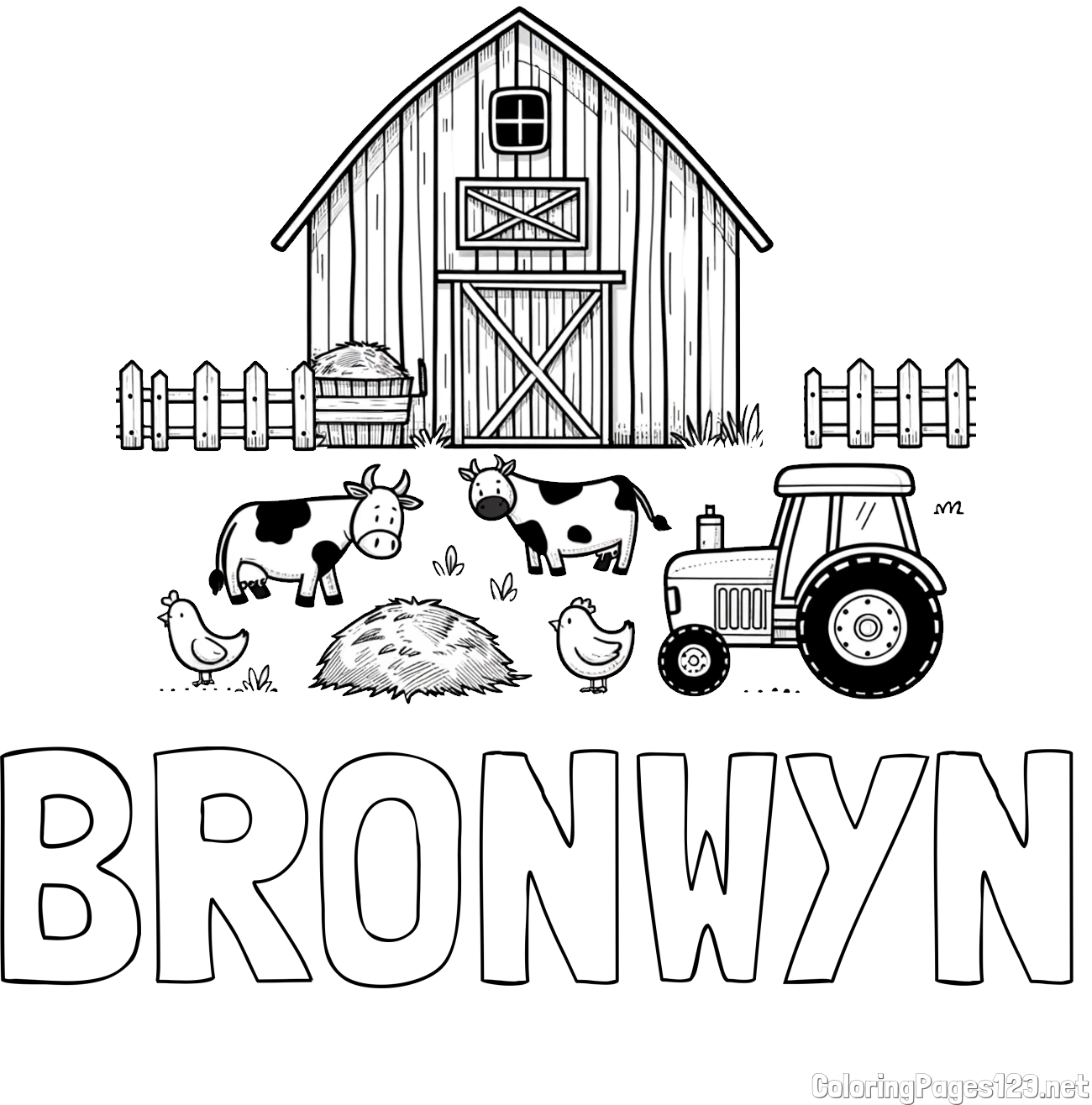 BRONWYN Coloring Page and Kids Farm Coloring Page