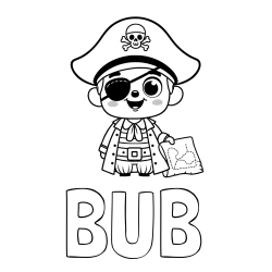 Online Created Coloring Page - BUB Coloring Page and Cute Pirate Coloring Page