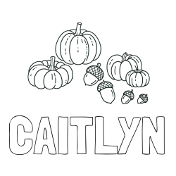 Online Created Coloring Page - CAITLYN Coloring Page and Autumn Harvest Coloring Page - Acorns and Pumpkins