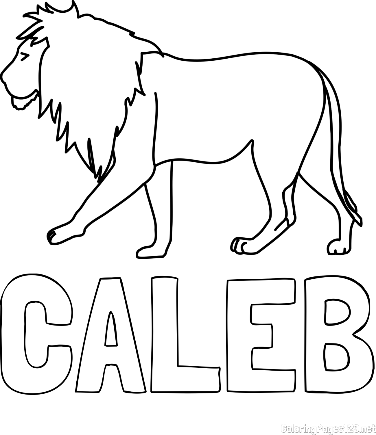 CALEB Coloring Page alongside Easy Lion Coloring Page