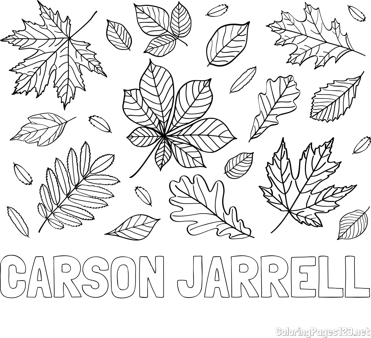 CARSON JARRELL Coloring Page and Autumn Leaves Coloring Page