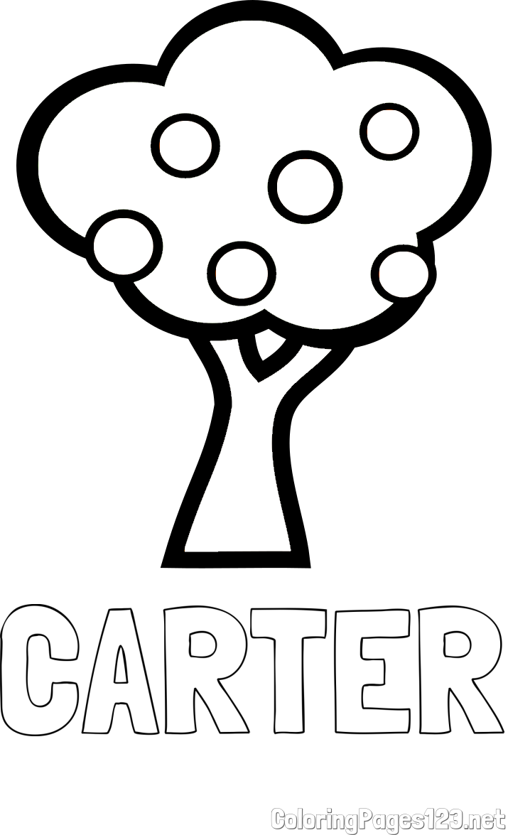 CARTER Coloring Page and Apple Tree Coloring Page
