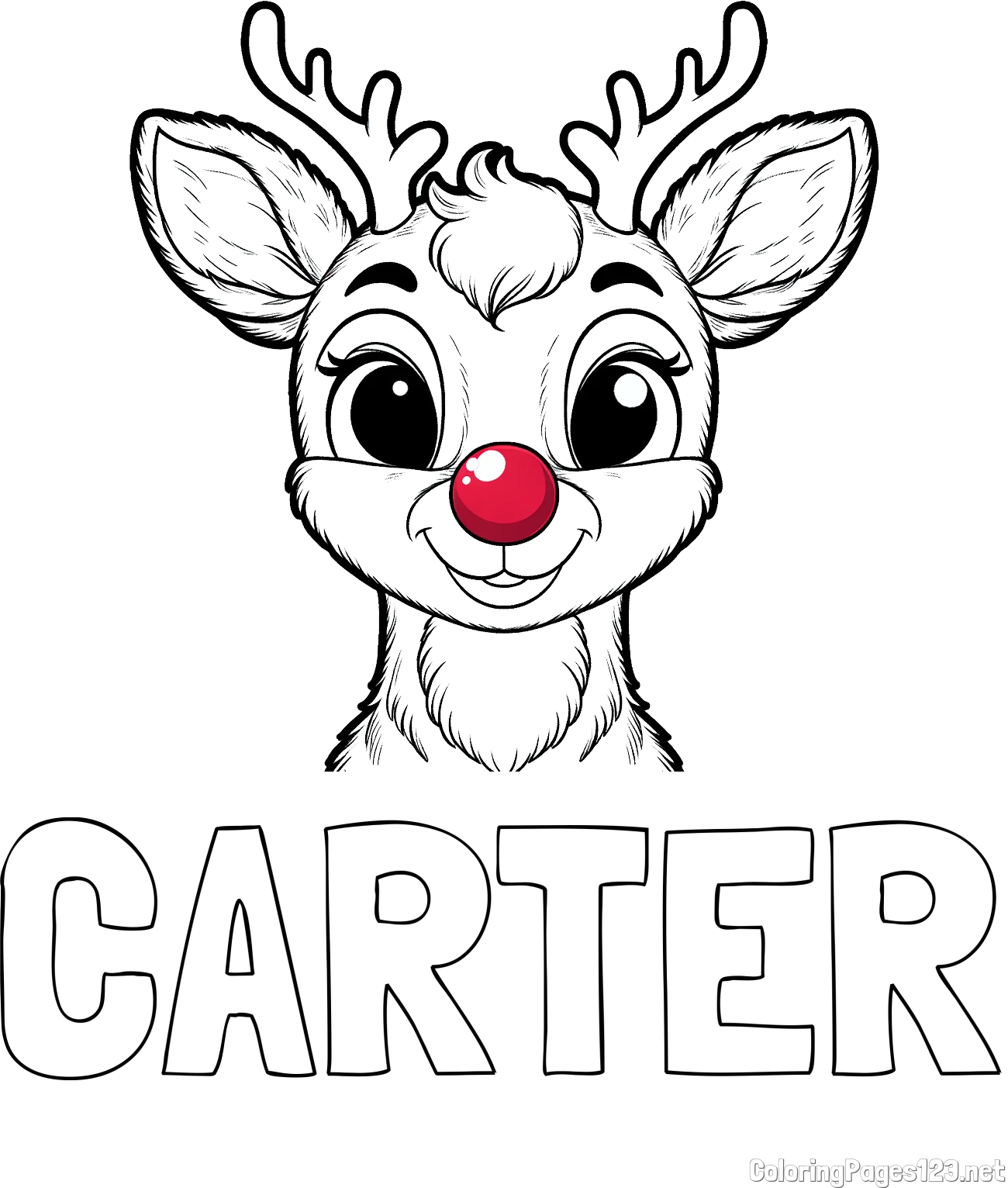CARTER Coloring Page and Coloring Page of Rudolph the Red-Nosed Reindeer
