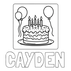 Online Created Coloring Page - CAYDEN Coloring Page and 5th Birthday Cake Coloring Page