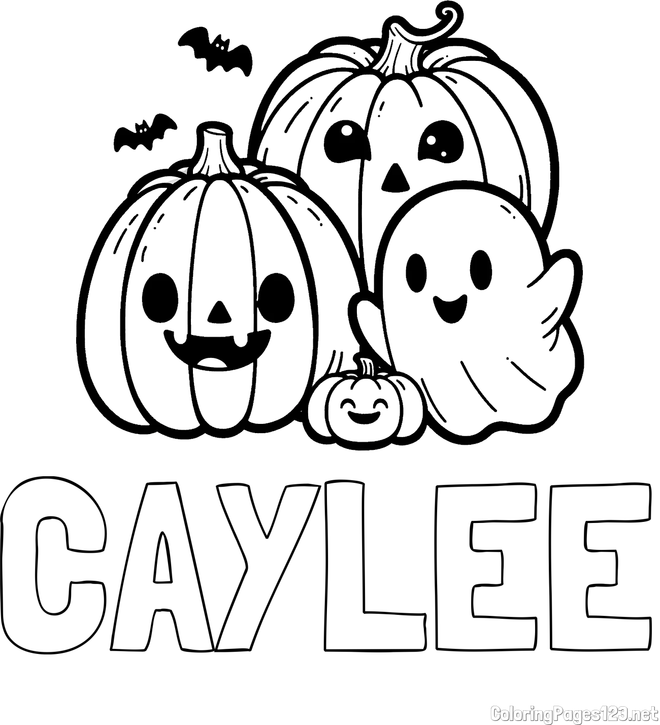 CAYLEE Coloring Page and Halloween Pumpkin and Ghost Coloring Page