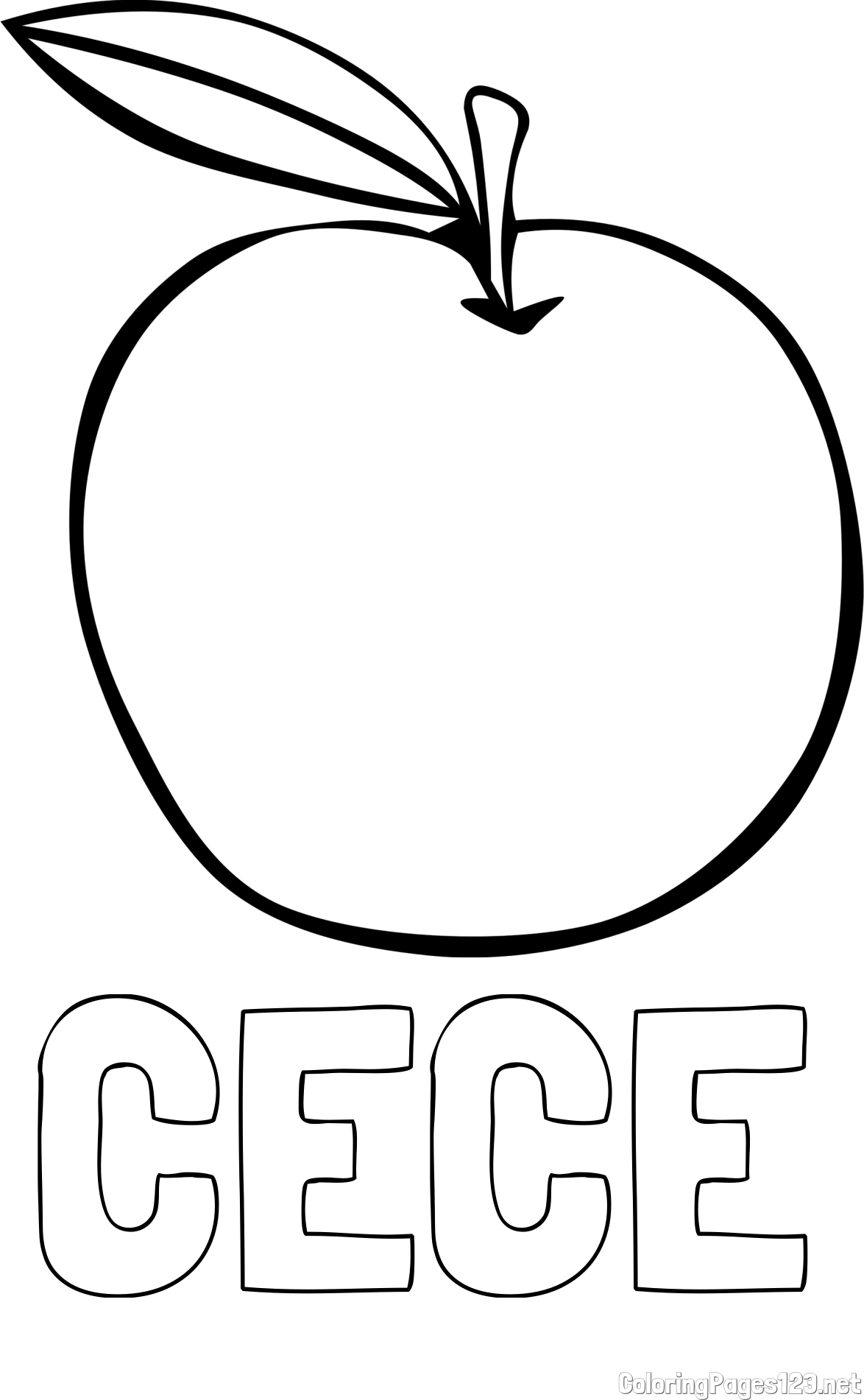CECE Coloring Page and Simple Apple Coloring Page