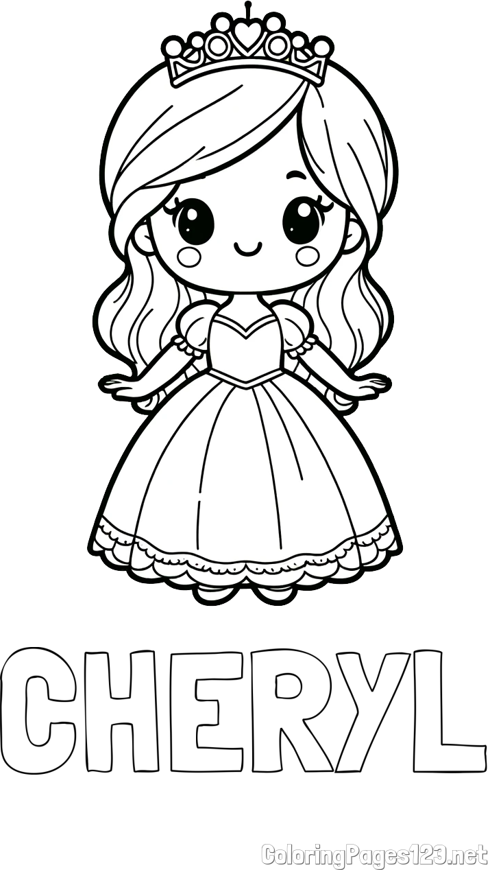 CHERYL Coloring Page and Coloring Page of a Cute Princess