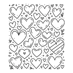 Children's Coloring Page of Many Hearts