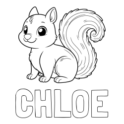 Online Created Coloring Page - CHLOE Coloring Page alongside Coloring Page of a Smiling Squirrel