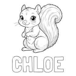 Online Created Coloring Page - CHLOE Coloring Page alongside Easy Coloring Page of a Squirrel
