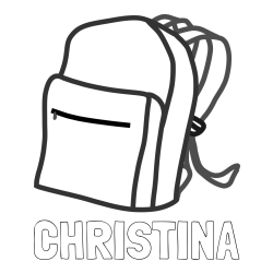 Online Created Coloring Page - CHRISTINA Coloring Page and School Backpack Coloring Page