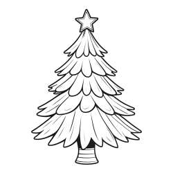 Christmas Tree with Star Coloring Page