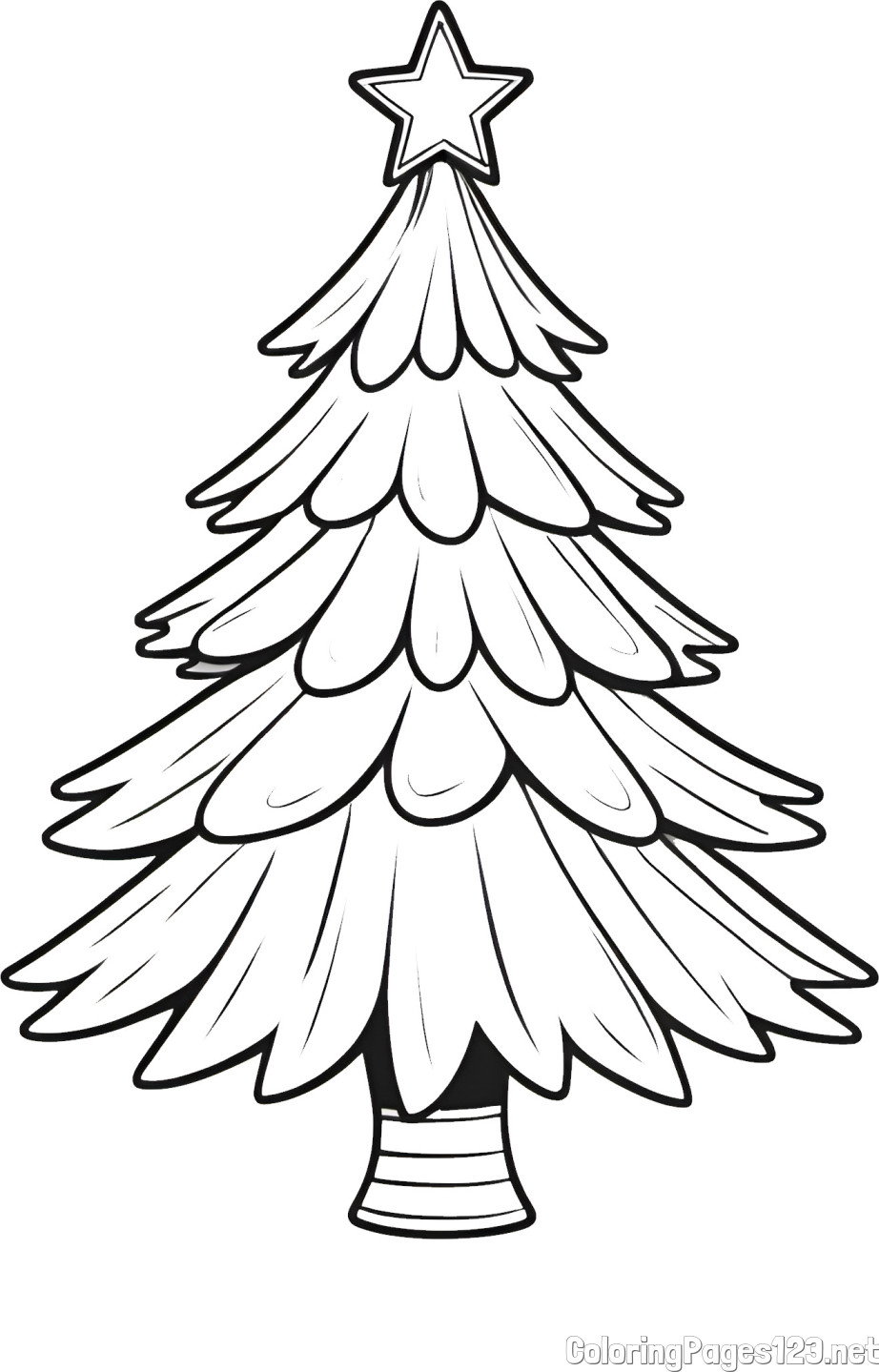 Christmas Tree with Star Coloring Page