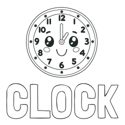 Online Created Coloring Page - CLOCK Coloring Page and Smiling Clock Coloring Page