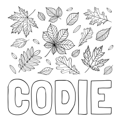 Online Created Coloring Page - CODIE Coloring Page and Autumn Leaves Coloring Page