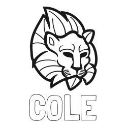 Online Created Coloring Page - COLE Coloring Page and Abstract Lion Face Coloring Page