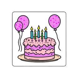 COLORED COLORING - 5th Birthday Cake Coloring Page