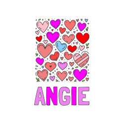 COLORED COLORING - ANGIE Coloring Page and Children's Coloring Page of Many Hearts