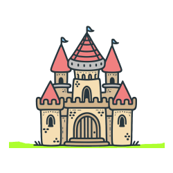 COLORED COLORING - Beautiful Castle Coloring Page for Kids