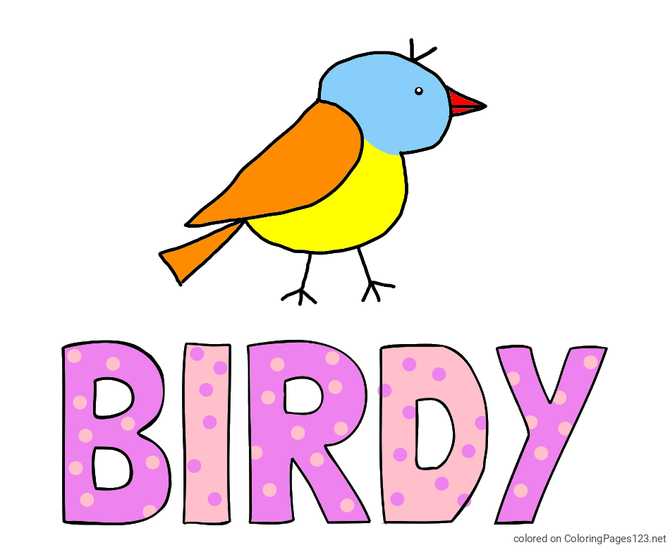 Colored coloring page - BIRDY Coloring Page and Easy Coloring Page of a Cute Bird