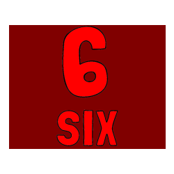 COLORED COLORING - Coloring Page of the Number Six (6) with the Written Name