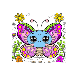 COLORED COLORING - Cute Butterfly Coloring Page