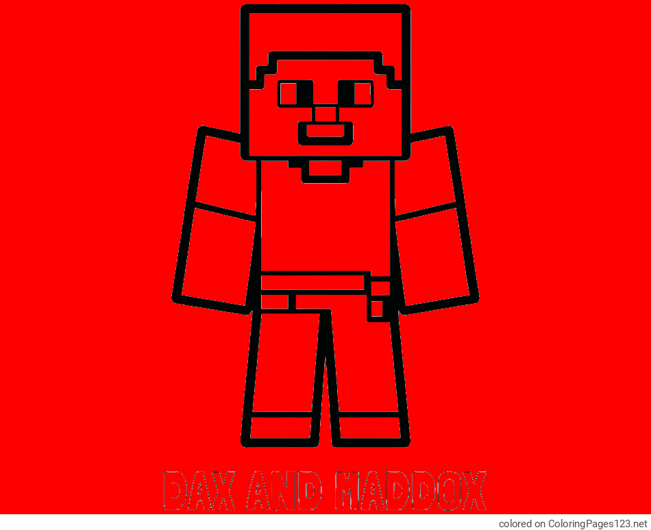 Colored coloring page - DAX AND MADDOX Coloring Page and Minecraft Steve Coloring Page