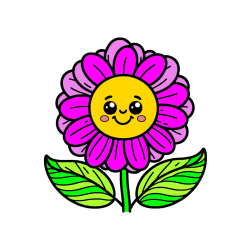 COLORED COLORING - Smiling Flower Coloring Page