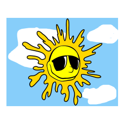 Pobarvana pobarvanka - Smiling Sun Coloring Page