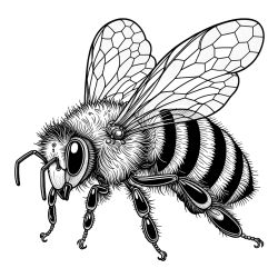 Coloring Page of a Beautiful and Realistically Designed Bee