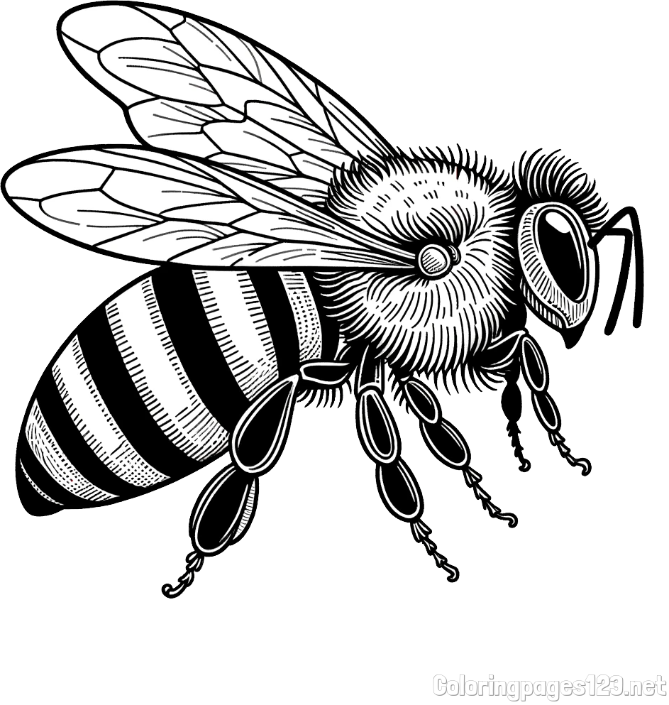 Coloring Book of a Realistic Bee
