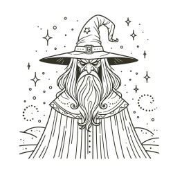Coloring Page of an Evil Wizard