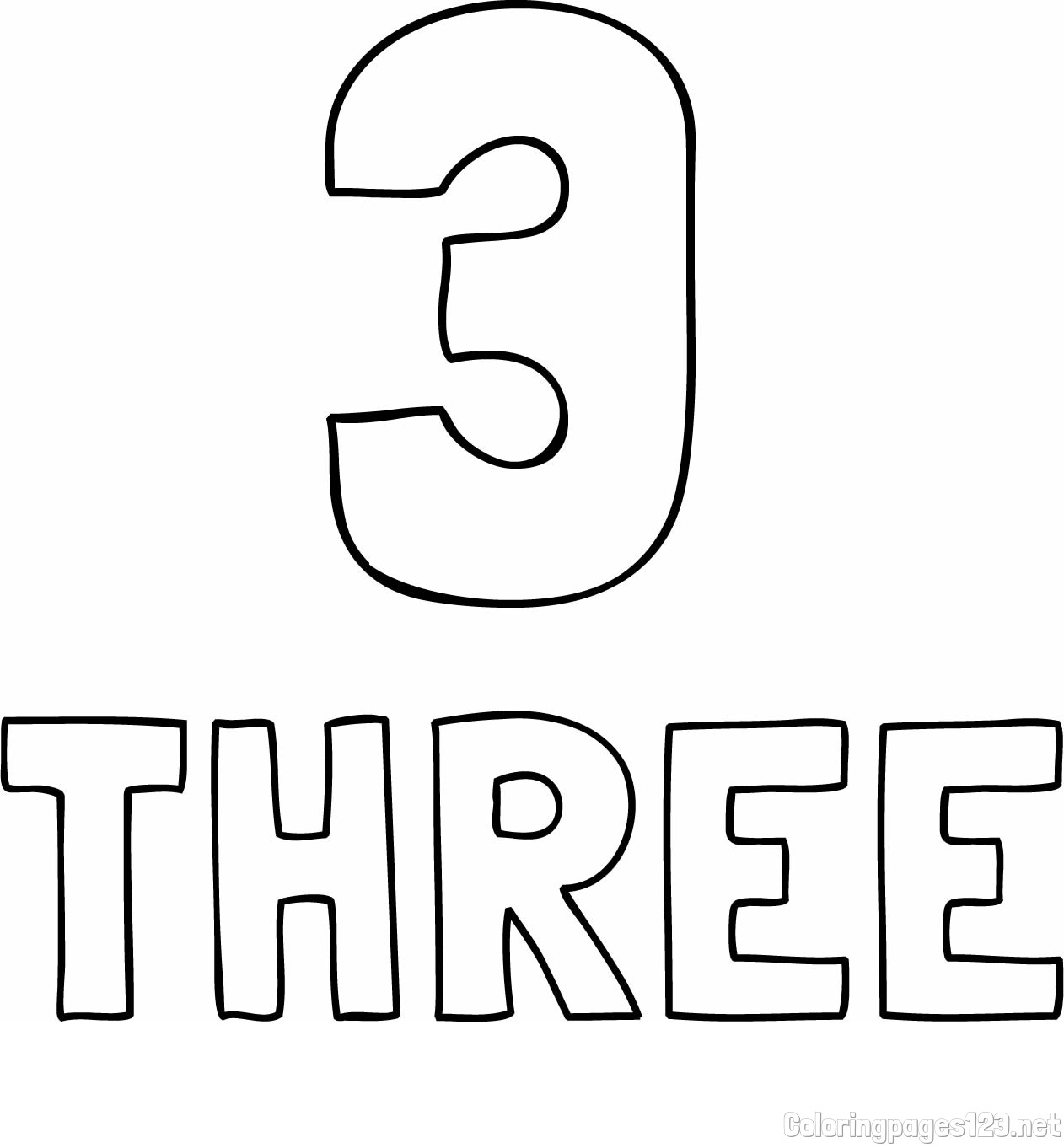 Coloring of the Number Three (3) with the Written Name