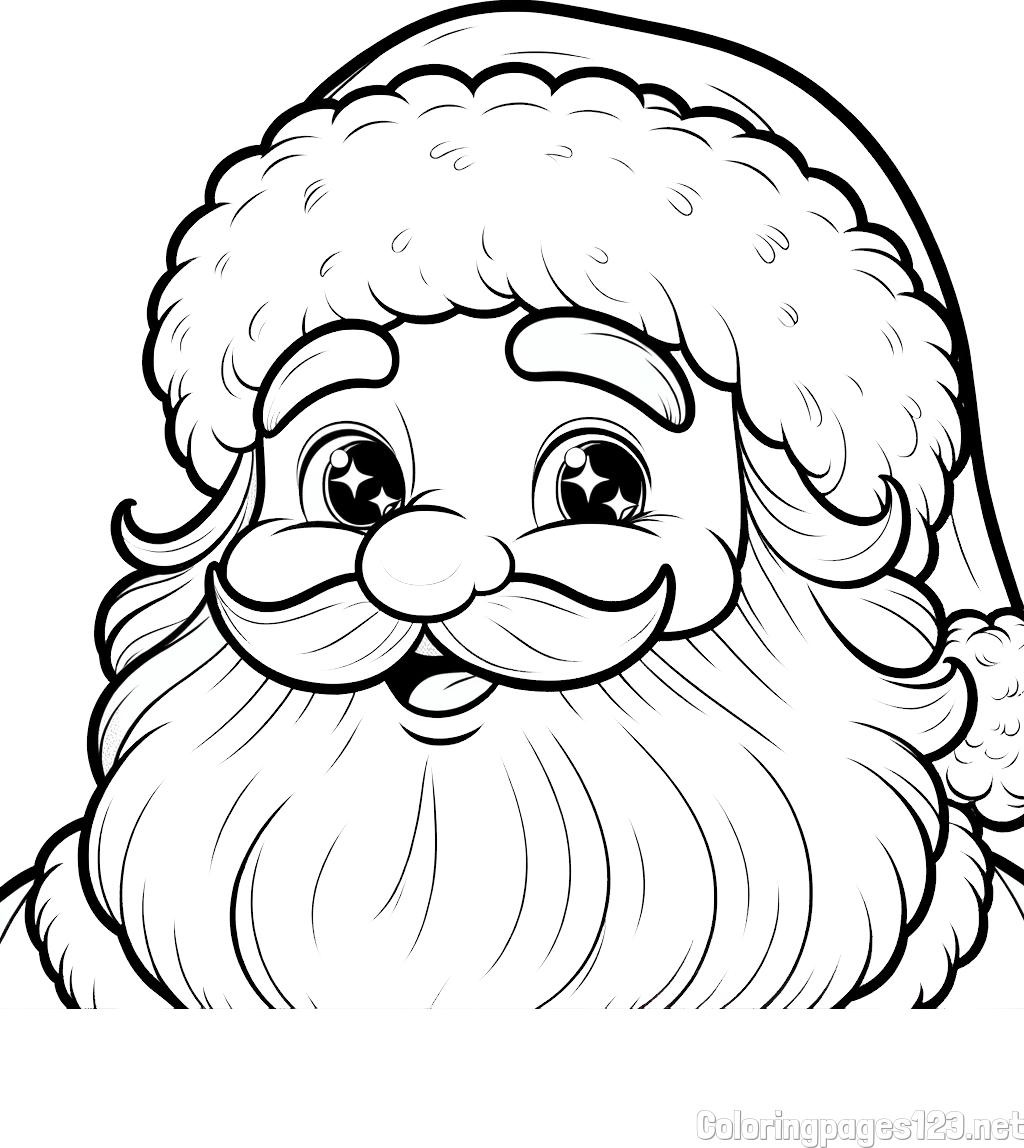 Coloring Page of a Adorable Santa Claus