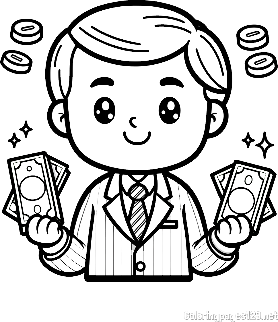Coloring Page of a Banker