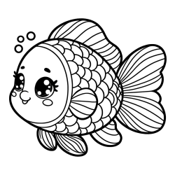 Coloring Page of a Cute Fish