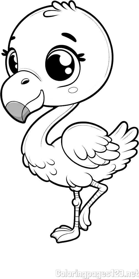 Coloring Page of a Cute Flamingo