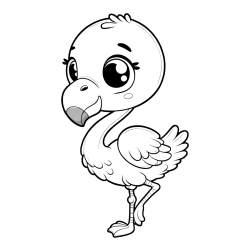 Coloring Page of a Cute Flamingo