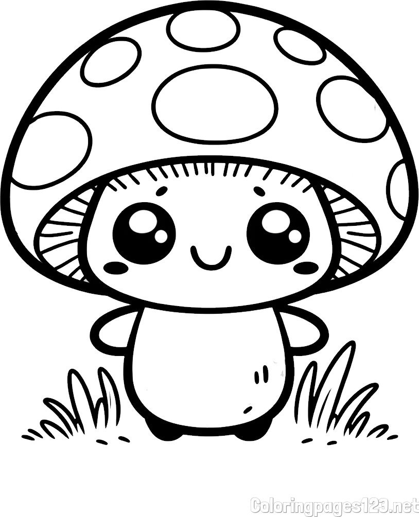 Coloring Page of a Cute Mushroom