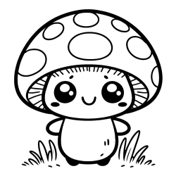 Coloring Page of a Cute Mushroom