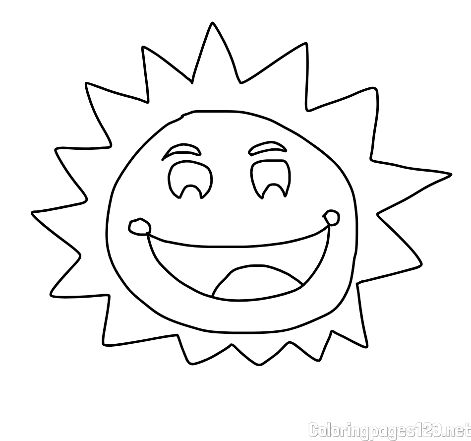 Coloring Page of a Cute Smiling Sun