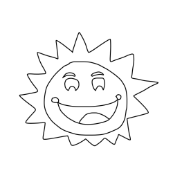Coloring Page of a Cute Smiling Sun